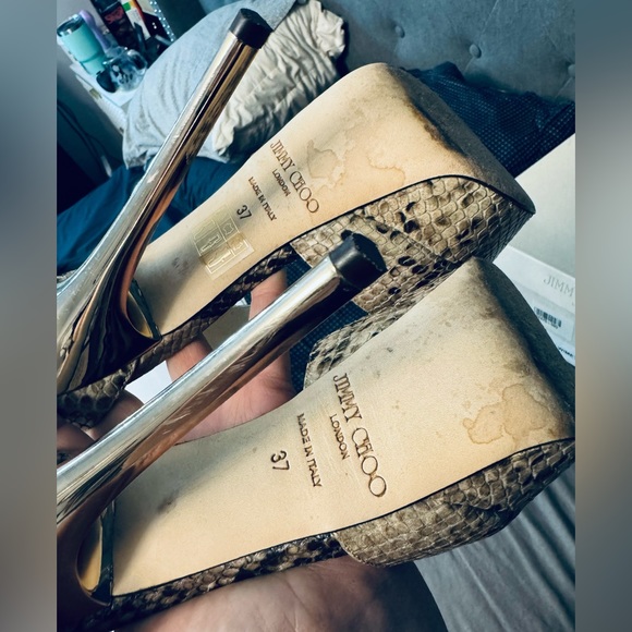 Jimmy choo snake skin gold heel stiletto size 37 (7us) - Picture 10 of 10